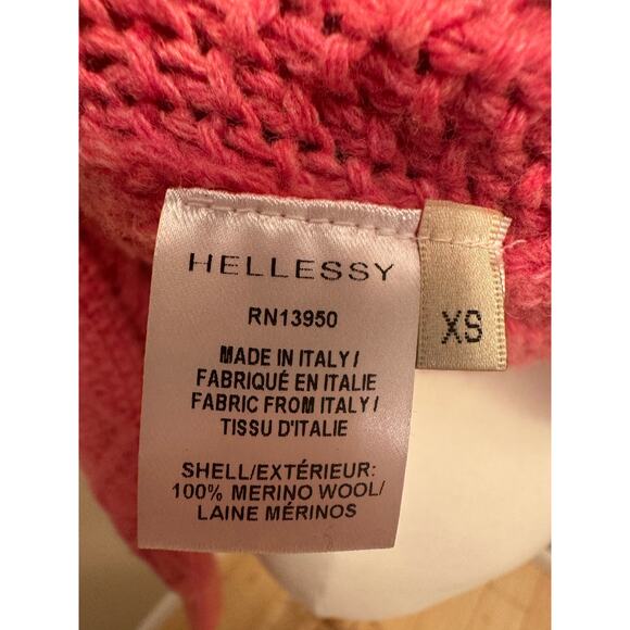 HELLESSY New York 100% Merino Wool Pink Turtleneck Sweater Button Sleeve Sz XS - Picture 5 of 6
